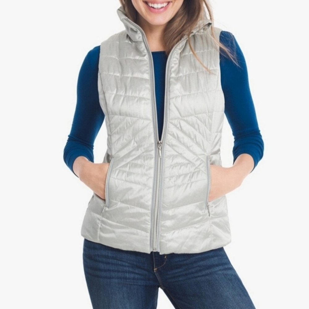 White House Black Market Quilted Vest Metallic XS